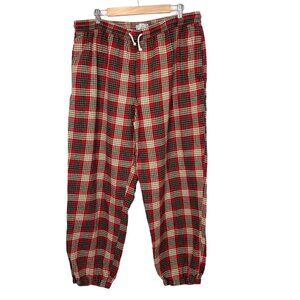 Abercrombie & Fitch Pajama XL Red Tan Plaid Heavy Flannel‎ Pants Sz Extra Large